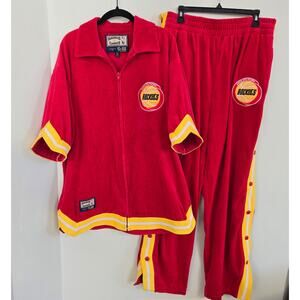 Vintage Hardwood Classics Size 2XL Houston Rockets Red Velour Track Suit NBA
